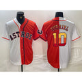 Houston Astros #10 Yuli Gurriel White Orange JEROMEN Split Stitched Jersey 2