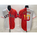Houston Astros #10 Yuli Gurriel White Orange JEROMEN Split Stitched Jersey 2