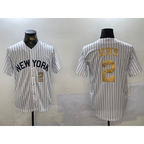 New York Yankees #2 Derek Jeter White JEROMEN Pinstripe Fashion Cool Base Jerseys