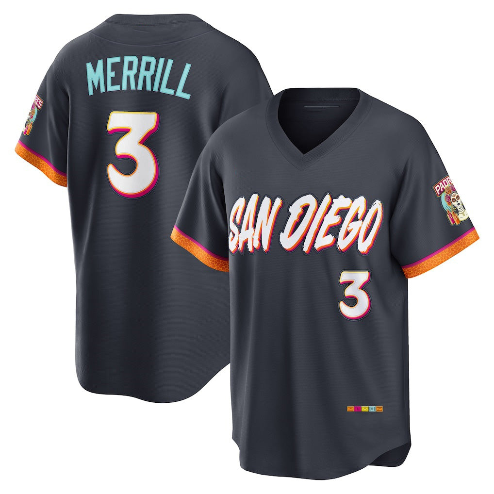 San Diego Padres #3 Jackson Merrill Obsidian JEROMEN 2026 City Connect Stadium Jersey