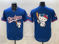 Los Angeles Dodgers Team Big Logo Royal JEROMEN Hello Kitty Night 2025 World Series Champions Patch Stitched Jersey