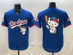 Los Angeles Dodgers Team Big Logo Royal JEROMEN Hello Kitty Night 2025 World Series Champions Patch Stitched Jersey