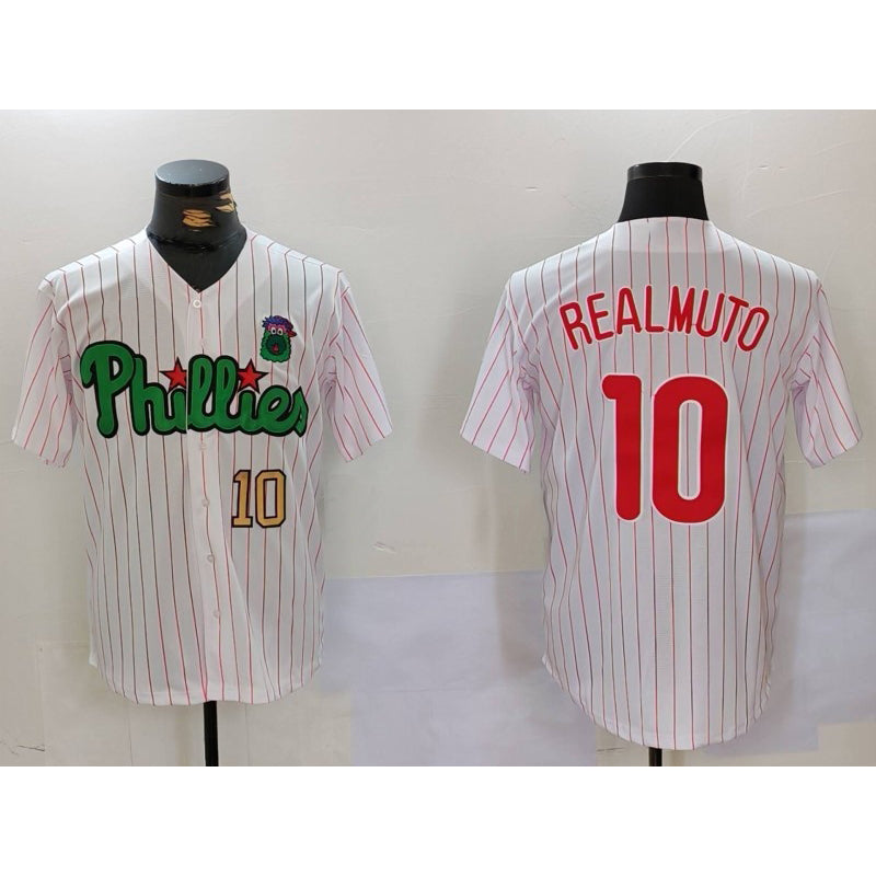 Philadelphia Phillies #10 J.T. Realmuto White Green JEROMEN Cool Base Stitched Jerseys