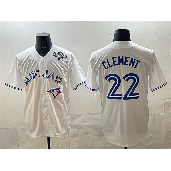 Toronto Blue Jays #22 Ernie Clement White JEROMEN 2025 World Series Home Cool Base Stitched Jersey