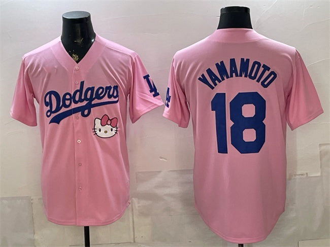 Los Angeles Dodgers #18 Yoshinobu Yamamoto Pink JEROMEN 2025 Hello Kitty Vapor Limited Stitched Jersey 2