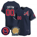 Custom Atlanta Braves Hank Aaron 715th Home Run Patch Vapor Premier Limited Jersey V2 ¨C Navy JEROMEN