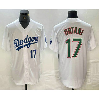 Los Angeles Dodgers #17 Shohei Ohtani Number White Green JEROMEN Stitched Cool Base Jerseys