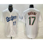 Los Angeles Dodgers #17 Shohei Ohtani Number White Green JEROMEN Stitched Cool Base Jerseys