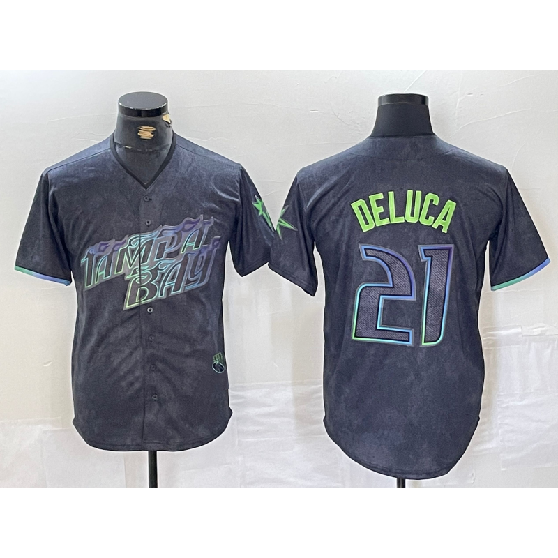 Tampa Bay Rays #21 Jonny DeLuca Charcoal JEROMEN 2024 City Connect Limited Stitched Jersey 2