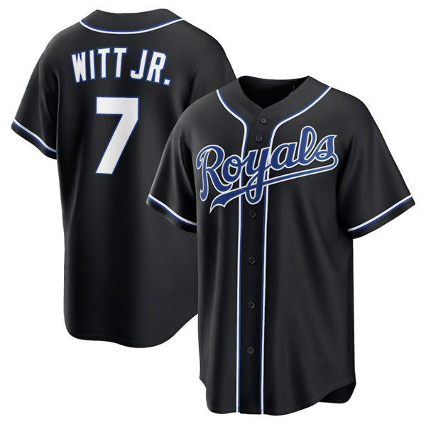 Kansas City Royals #7 Bobby Witt Jr. Black JEROMEN Out Stitched Jersey