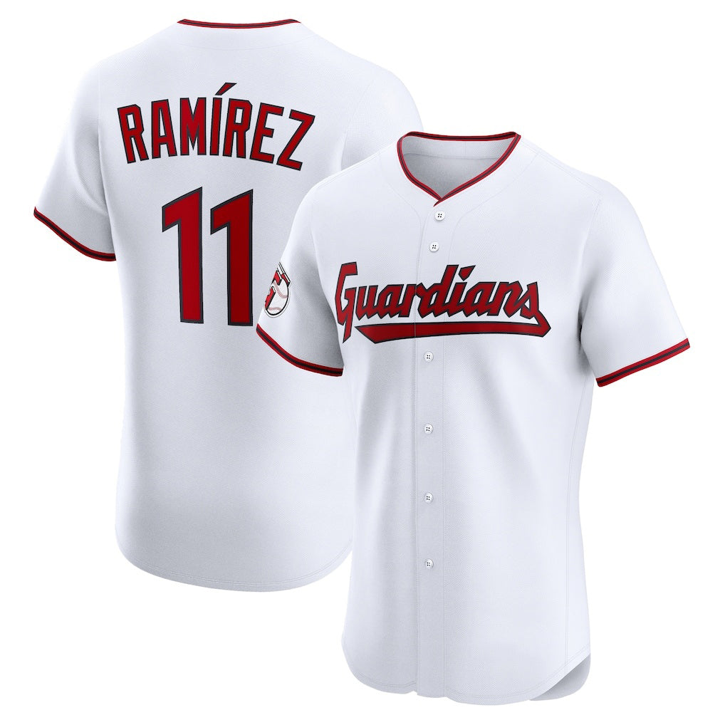 Cleveland Guardians #11 Jos¨¦ Ram¨ªrez White JEROMEN Home Elite Jersey