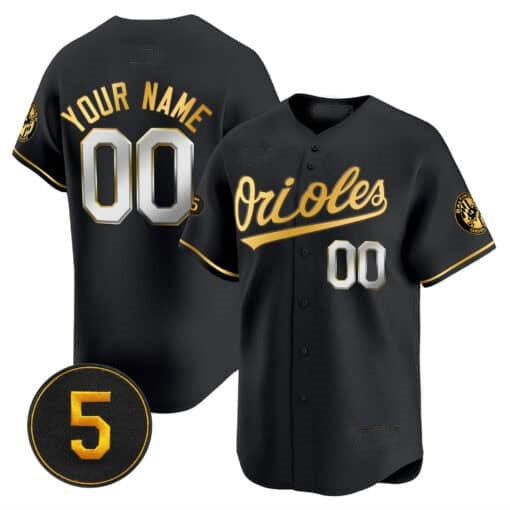 Custom Baltimore Orioles Robinson Patch Vapor Premier Limited Jersey ¨C All Stitched-Black Gold JEROMEN