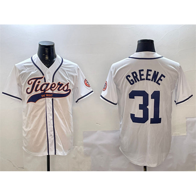 Detroit Tigers #31 Riley Greene White JEROMEN With Patch Cool Base Stitched Jersey