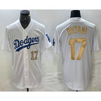 Los Angeles Dodgers #17 Shohei Ohtani Number White Gold JEROMEN Stitched Cool Base Jerseys