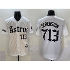Houston Astros #713 DJ Screwston White JEROMEN Gothic 'Houston Born Barrio Raised' Limited Stitched Jersey