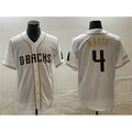 Arizona Diamondbacks #4 Ketel Marte White JEROMEN Gold Cool Base Stitched Jersey