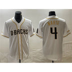 Arizona Diamondbacks #4 Ketel Marte White JEROMEN Gold Cool Base Stitched Jersey