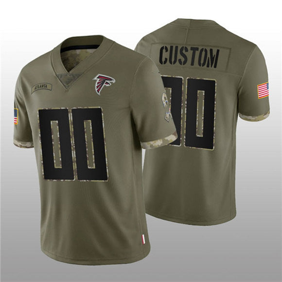 Custom A.Falcons ACTIVE PLAYER 2022 Olive JEROMEN Salute To Service Limited Stitched Jersey