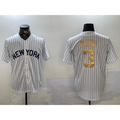 New York Yankees #3 Babe Ruth White JEROMEN Pinstripe Fashion Cool Base Jersey 2