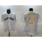 New York Yankees #3 Babe Ruth White JEROMEN Pinstripe Fashion Cool Base Jersey 2