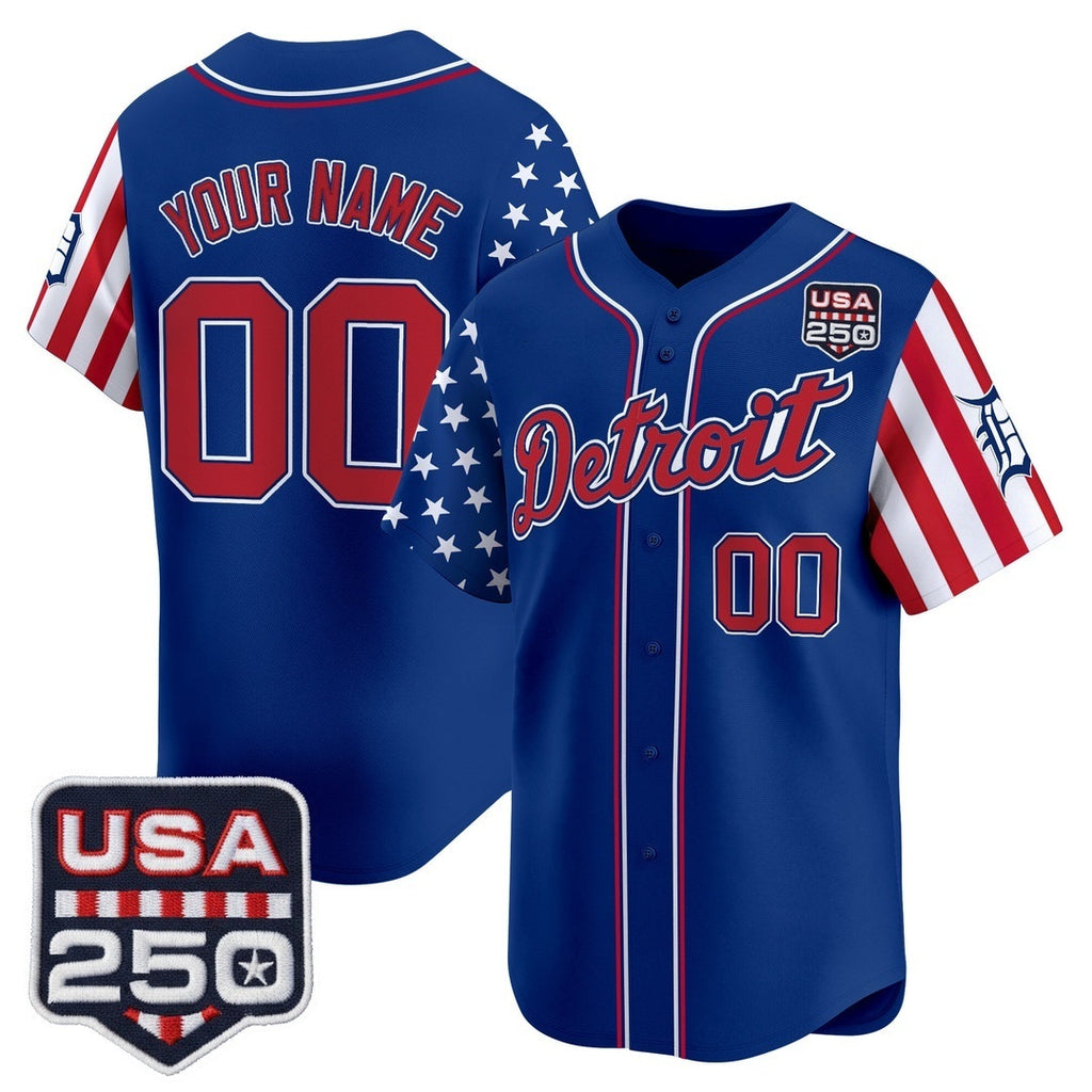 Custom Detroit Tigers America 250 Edition Vapor Premier Limited Royal JEROMEN Stitched Jerseys