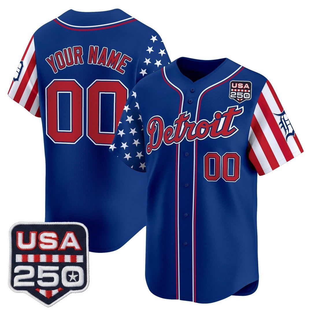 Custom Detroit Tigers America 250 Edition Vapor Premier Limited Royal JEROMEN Stitched Jerseys