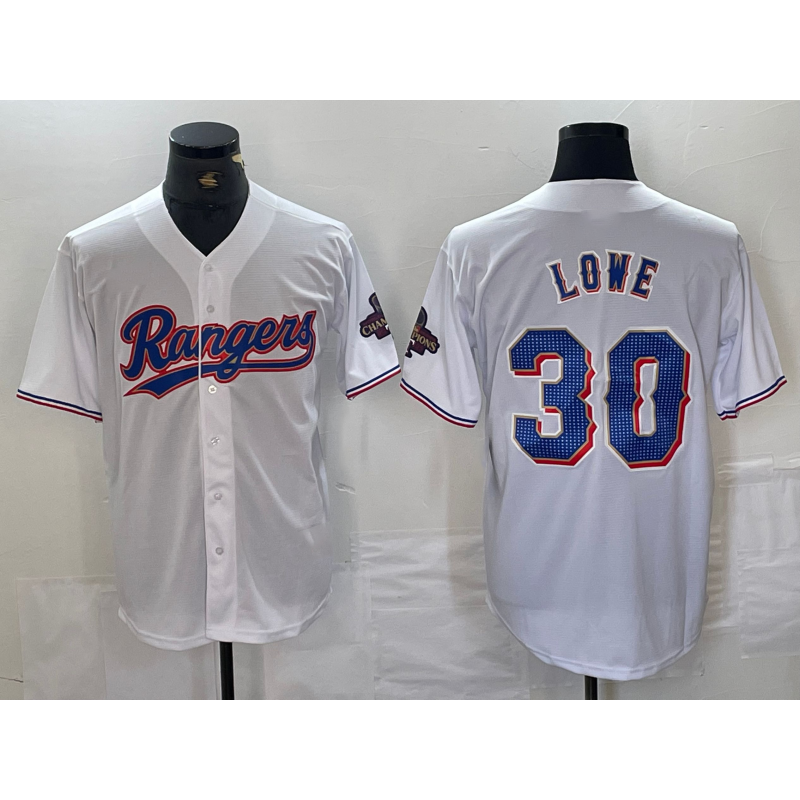 Texas Rangers #30 Nathaniel Lowe White JEROMEN 2024 Gold Collection Limited Cool Base Jersey