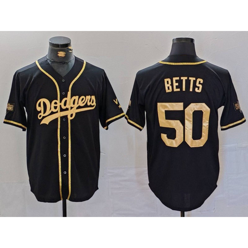 Los Angeles Dodgers #50 Mookie Betts Black Gold JEROMEN World Series Champions Cool Base Stitched Jersey