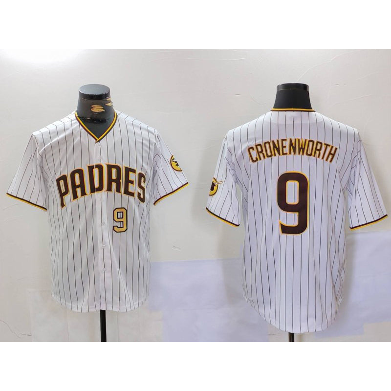 San Diego Padres #9 Jake Cronenworth White JEROMEN Team Logo Stitched Cool Base Jerseys