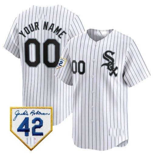 Custom Chicago White Sox 2024 Jackie Robinson Patch Vapor Premier Limited Jersey ¨C White JEROMEN