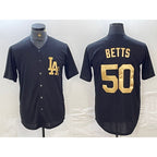 Los Angeles Dodgers #50 Mookie Betts Black Gold JEROMEN Cool Base Stitched Jersey