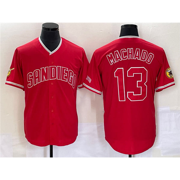 San Diego Padres #13 Manny Machado Red JEROMEN Cool Base Stitched Jersey