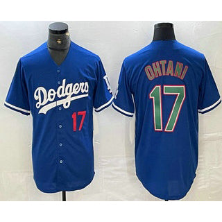 Los Angeles Dodgers #17 Shohei Ohtani Number Blue Green JEROMEN Stitched Cool Base Jersey 2