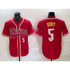 Philadelphia Phillies #5 Bryson Stott Number Red JEROMEN Cool Base Stitched Jersey 2