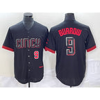 Cincinnati Reds #9 Joe Burrow Number Black JEROMEN 2023 City Connect Cool Base Stitched Jersey 3