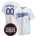 Custom Los Angeles Dodgers ACTIVE PLAYER White JEROMEN 2025 World Tour Tokyo Series Home Stitched Jersey