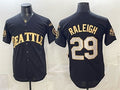 Seattle Mariners #29 Cal Raleigh Black Gold JEROMEN 50th Anniversary & AL West Division Champions Patch Vapor Limited Stitched ersey