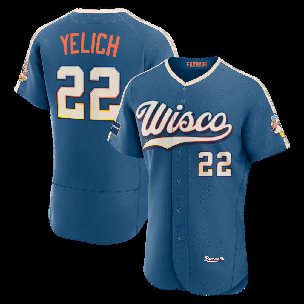 Milwaukee Brewers #22 Christian Yelich Mineral Blue JEROMEN 2026 City Connect Authentic Sponsor Patch Jersey