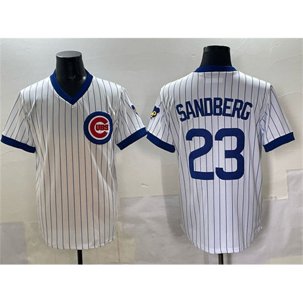 Chicago Cubs #23 Ryne Sandberg White JEROMEN Throwback Stitched Jersey
