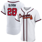 Atlanta Braves 28 Matt Olson White JEROMEN Flex base Jersey