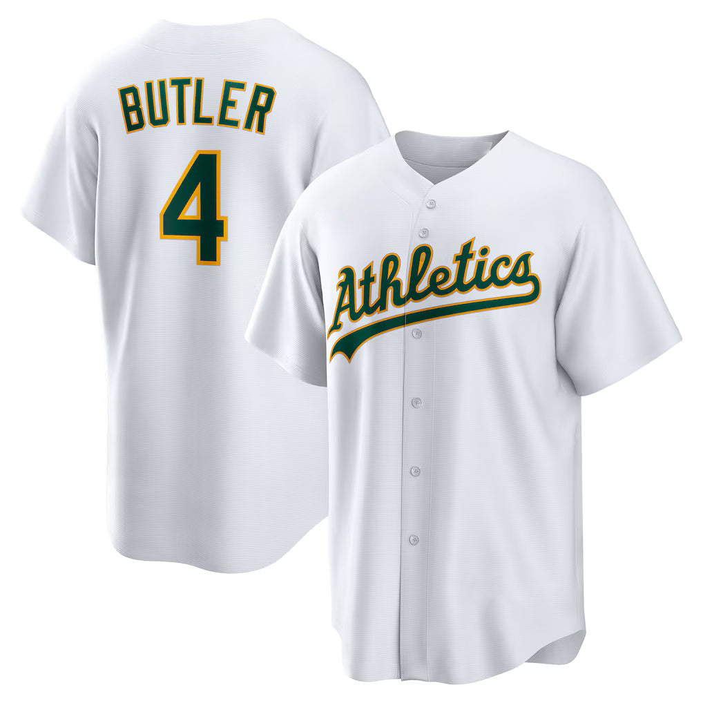 Oakland Athletics #4 Lawrence Butler White JEROMEN Home Replica Jersey