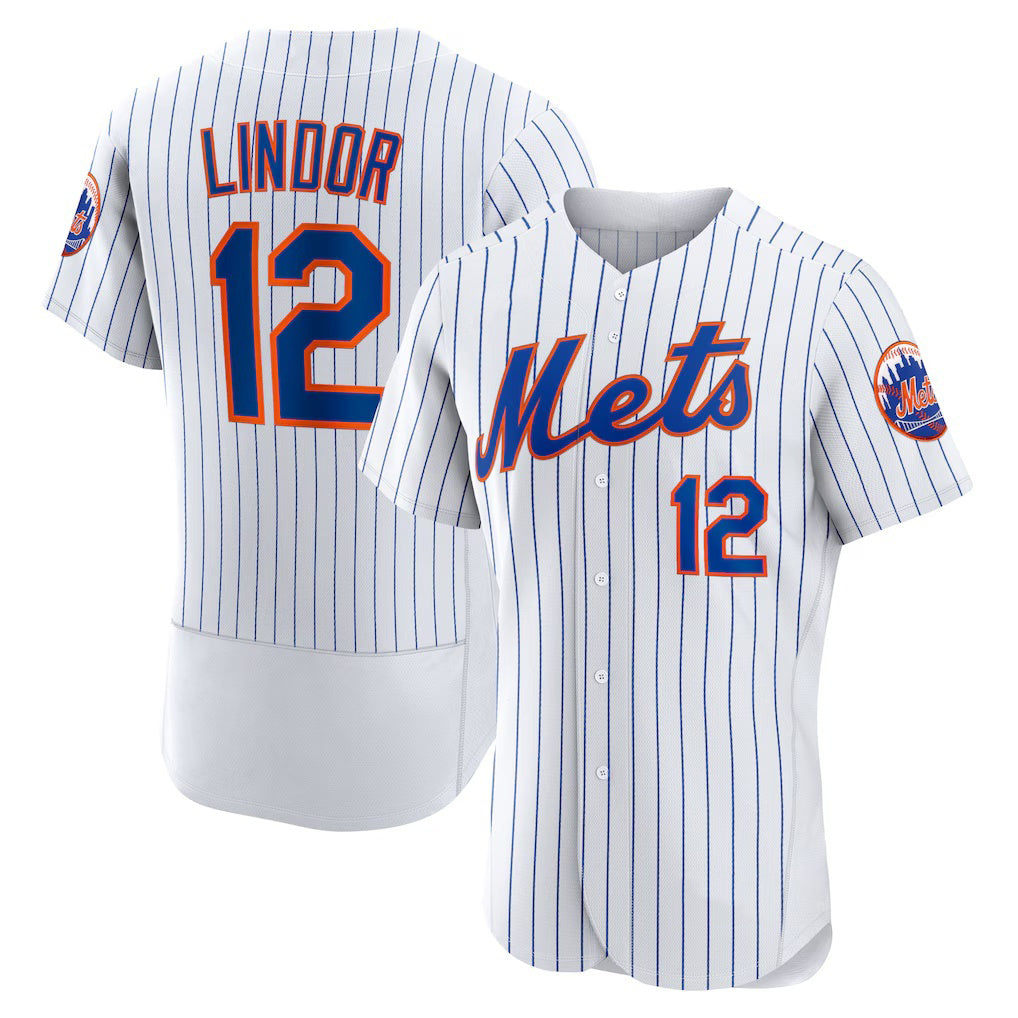 New York Mets #12 Francisco Lindor White JEROMEN Home Authentic Player Jersey