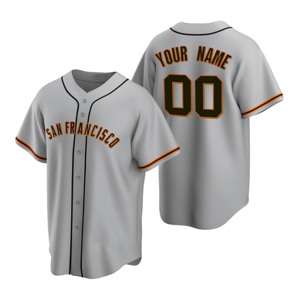 Custom San Francisco Giants Gray JEROMEN Stitched Cool Base Road Jersey