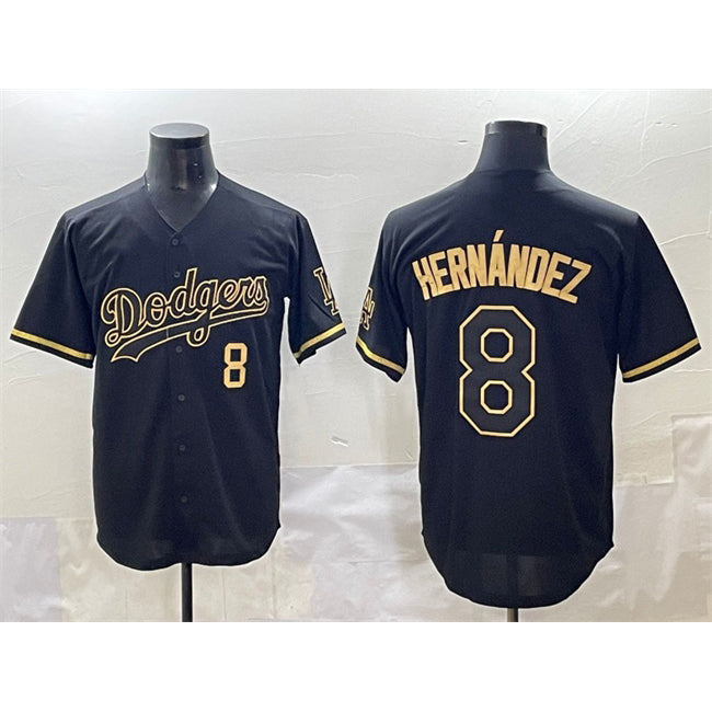 Los Angeles Dodgers #8 Enrique Hern¨¢ndez Black Gold JEROMEN Limited Stitched Jersey