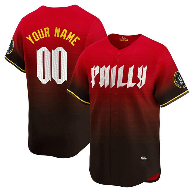 Custom Philadelphia Phillies Active Player Red JEROMEN 2024 City Connect Limited Stitched Jersey