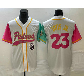 San Diego Padres #23 Fernando Tatis Jr White JEROMEN NEW 2023 City Connect Cool Base Stitched Jersey 4