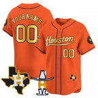 Custom Houston Astros Houston Rodeo Patch Vapor Premier Limited Jersey ¨C Orange JEROMEN