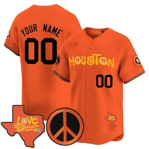 Custom Houston Astros Love Street & Peace Sign Patch Vapor Premier Limited Jersey V2-Orange JEROMEN