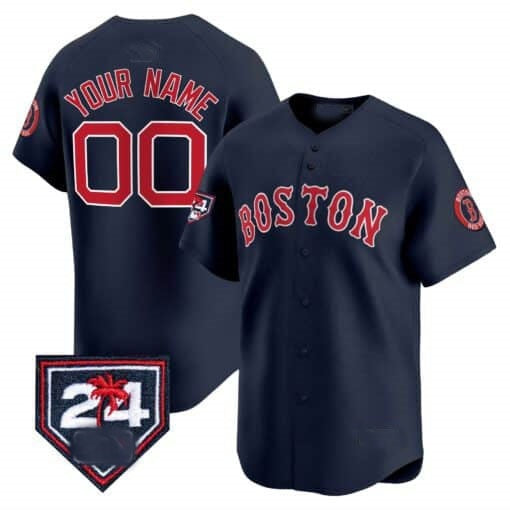 Custom Boston Red Sox 2024 Spring Training Patch Vapor Premier Limited Jersey ¨C Navy JEROMEN
