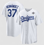 Los Angeles Dodgers #37 Teoscar Hern¨¢ndez White JEROMEN 2025 World Series Home Cool Base Stitched Jersey